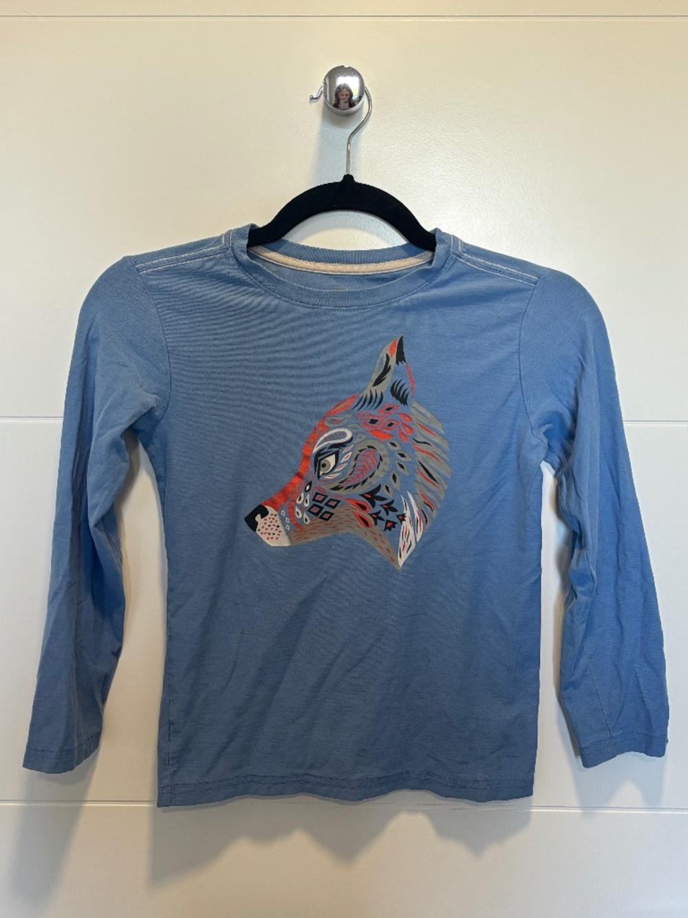 Tea Collection Blue Wolf Graphic Long Sleeve Shirt Size 8